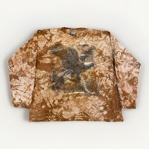 Nature Shirt Mens XL Bald‎ Eagle Brown Tie Dye Vintage Y2k Earth